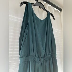 Deep emerald/spruce green silk maxi dress - size 10, Club Monaco
